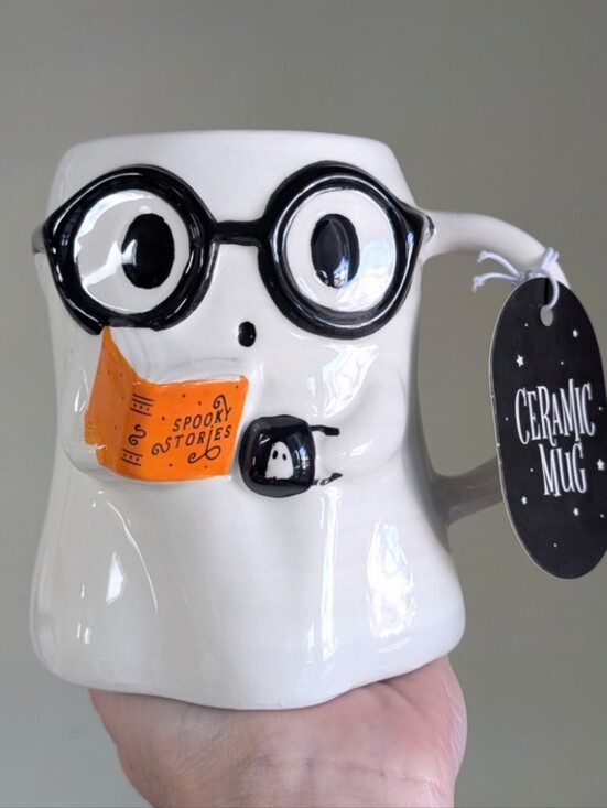 Sunday Morning Ceramics Other - Sweetly Spooky Sculpted Nerd Ghost Halloween Mug by Sunday Morning Ceramics 👻